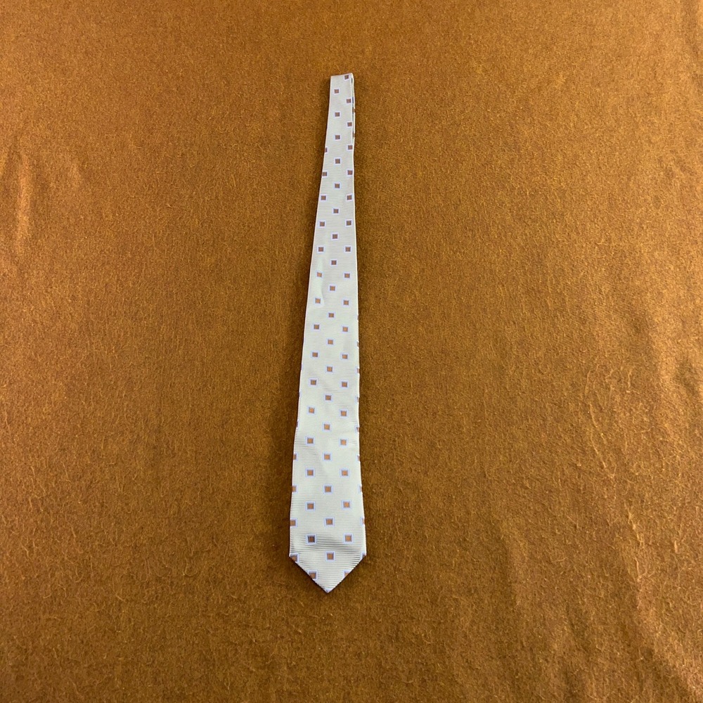 Robert Jensen Mens OS Green Geometric Silk Hand Sewn Made in Italy Necktie New